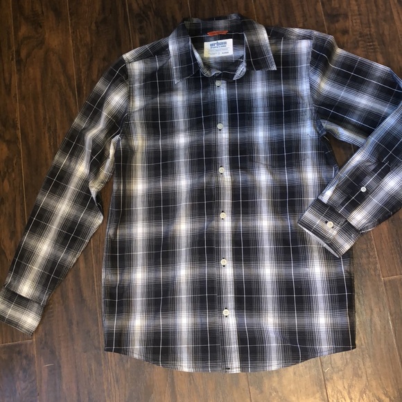 White and black plaid dress up button up shirt - Picture 2 of 3